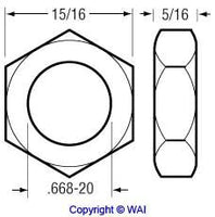 9500-1300 *NEW* .668-20 x 15/16 F x 5/16 T Hex Rotor Nut